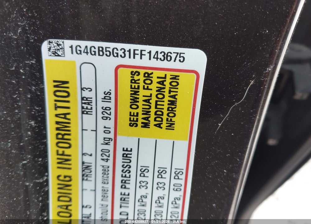 2015 BUICK LACROSSE VIN: 1G4GB5G31FF143675