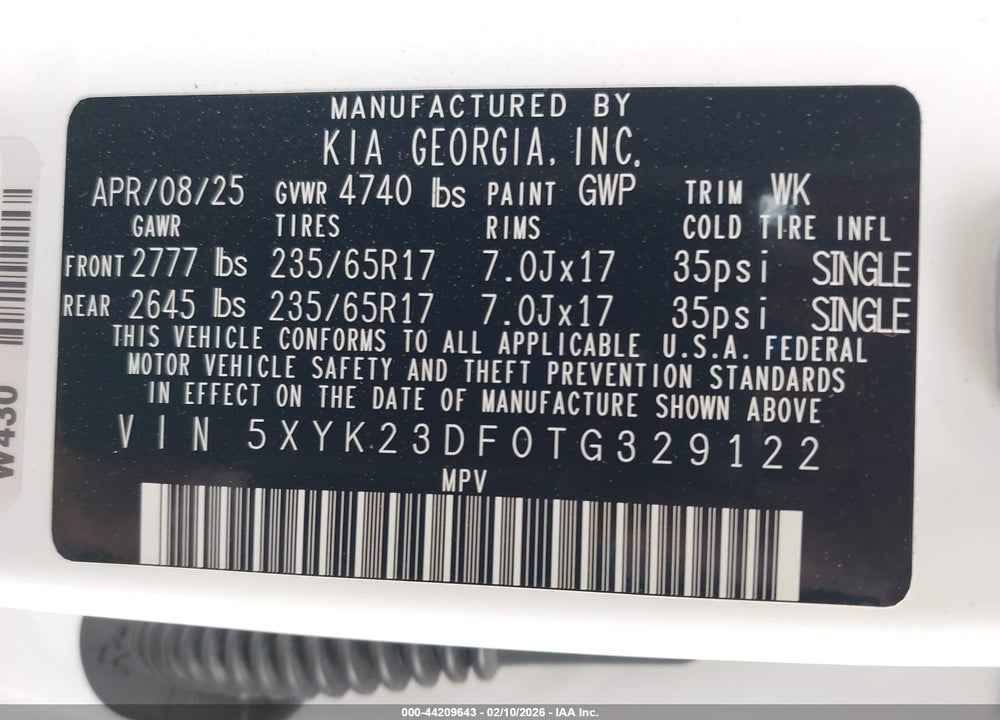2026 KIA SPORTAGE LX VIN: 5XYK23DF0TG329122