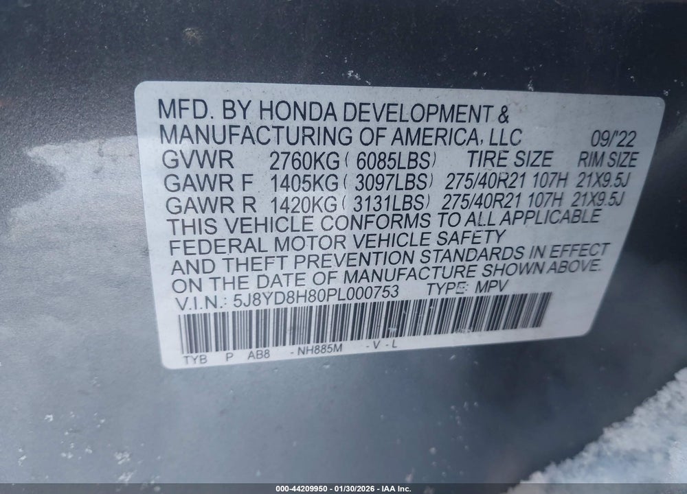 2023 ACURA MDX TYPE S W/ADVANCE PACKAGE VIN: 5J8YD8H80PL000753