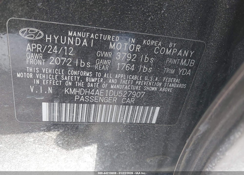2013 HYUNDAI ELANTRA GLS/LIMITED VIN: KMHDH4AE1DU527907
