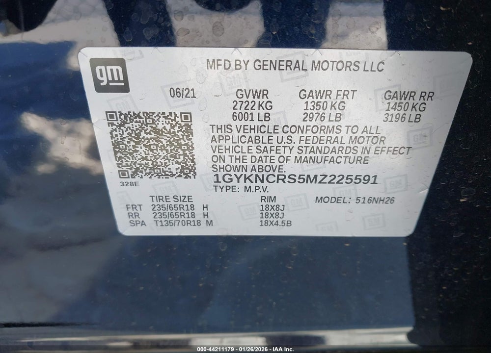 2021 CADILLAC XT5 FWD PREMIUM LUXURY VIN: 1GYKNCRS5MZ225591