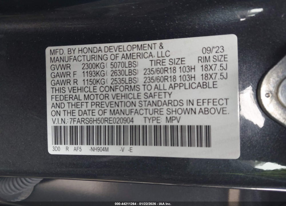 2024 HONDA CR-V HYBRID SPORT VIN: 7FARS6H50RE020904