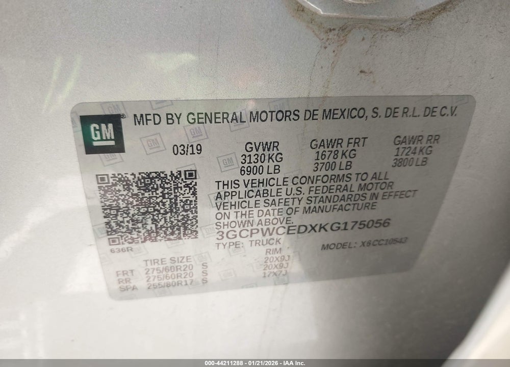 2019 CHEVROLET SILVERADO 1500 LT VIN: 3GCPWCEDXKG175056