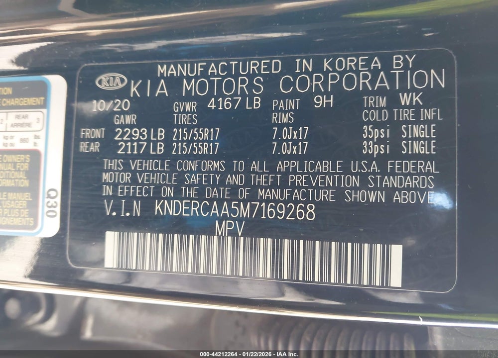2021 KIA SELTOS EX VIN: KNDERCAA5M7169268