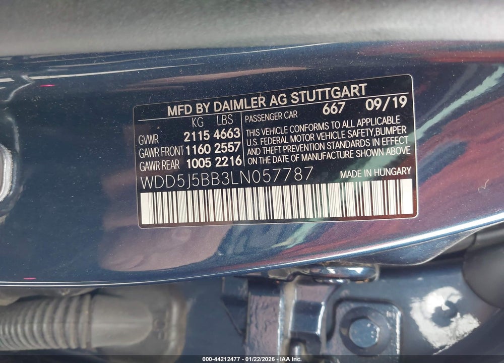 2020 MERCEDES-BENZ AMG CLA 35 4MATIC VIN: WDD5J5BB3LN057787