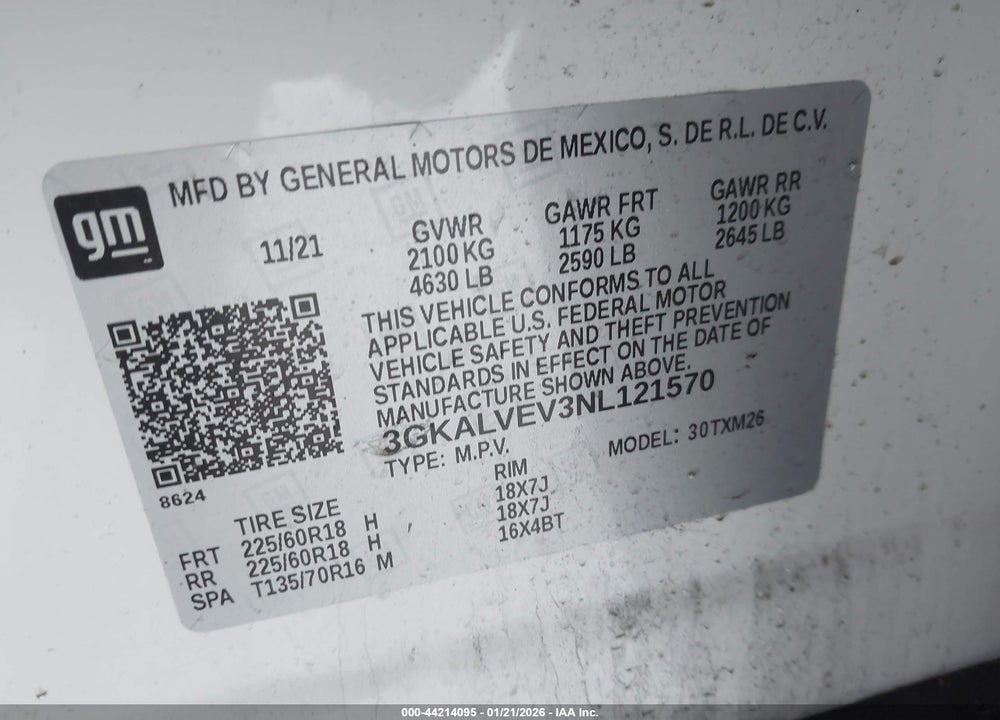 2022 GMC TERRAIN AWD SLT VIN: 3GKALVEV3NL121570