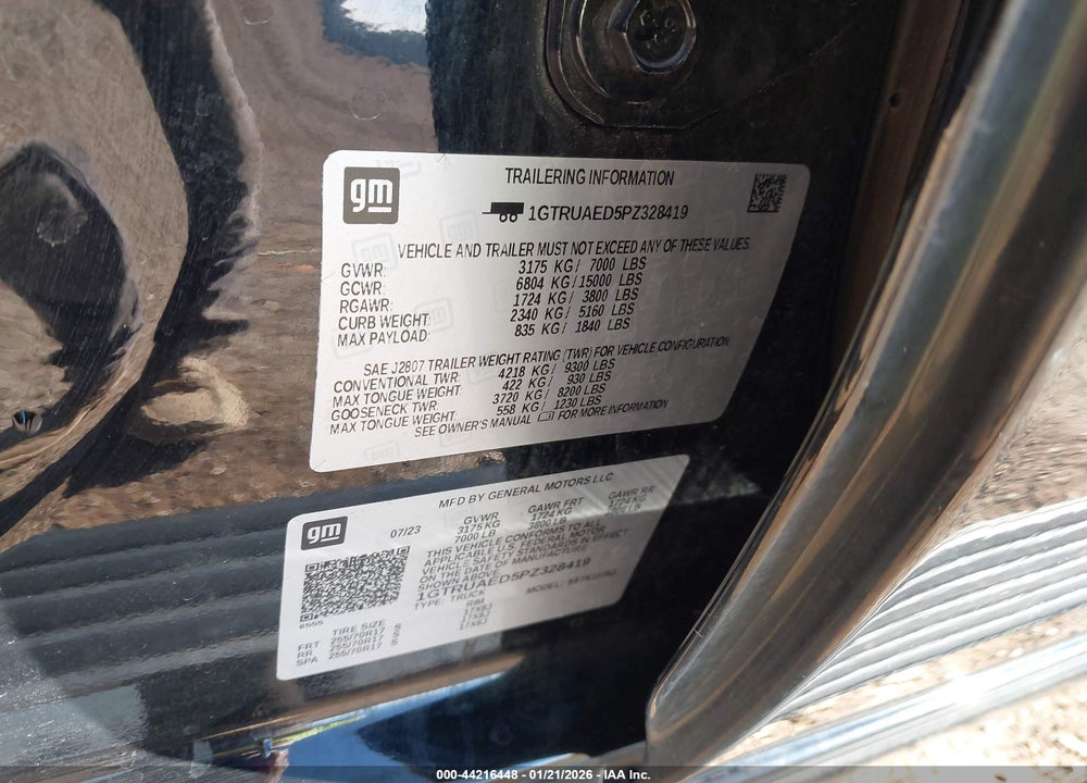 2023 GMC SIERRA 1500 4WD  STANDARD BOX PRO VIN: 1GTRUAED5PZ328419