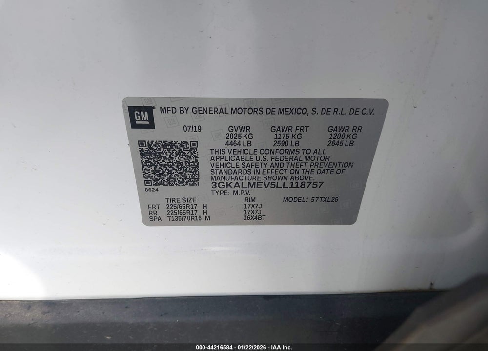 2020 GMC TERRAIN FWD SLE VIN: 3GKALMEV5LL118757