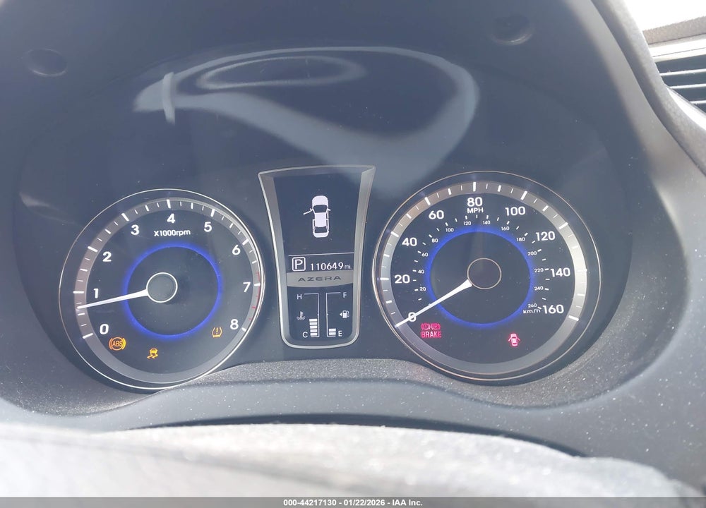 2012 HYUNDAI AZERA VIN: KMHFH4JG5CA192676