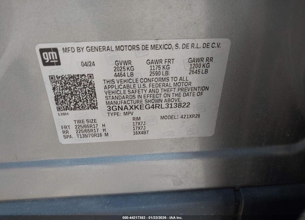 2024 CHEVROLET EQUINOX FWD LT VIN: 3GNAXKEG4RL313822