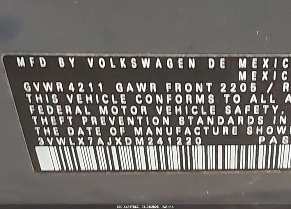 2013 VOLKSWAGEN JETTA 2.5L SEL VIN: 3VWLX7AJXDM241220