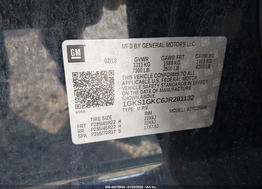 2018 GMC YUKON XL SLT VIN: 1GKS1GKC6JR281132