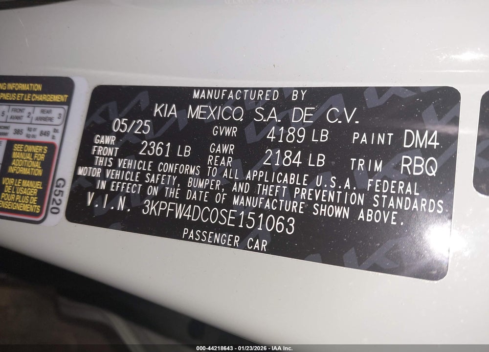 2025 KIA K4 GT-LINE TURBO VIN: 3KPFW4DC0SE151063