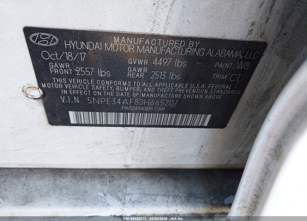 2018 HYUNDAI SONATA LIMITED VIN: 5NPE34AF8JH665207