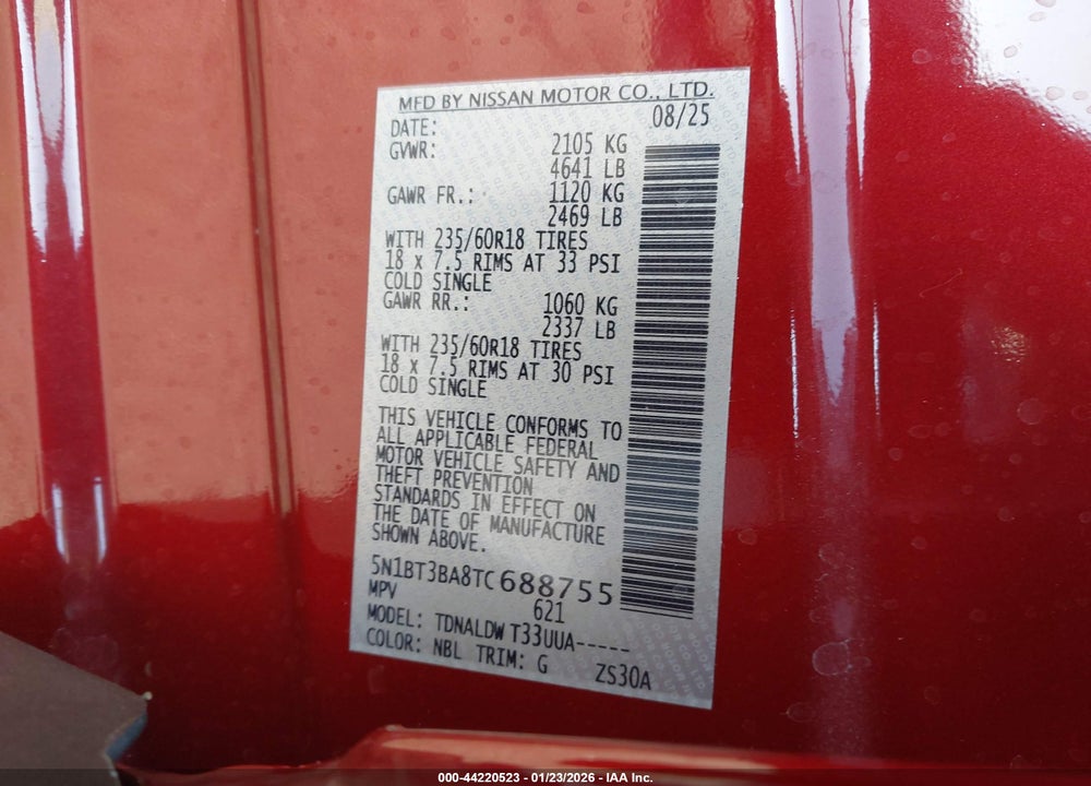2026 NISSAN ROGUE SV VIN: 5N1BT3BA8TC688755