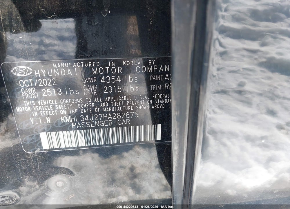 2023 HYUNDAI SONATA LIMITED VIN: KMHL34J27PA282875