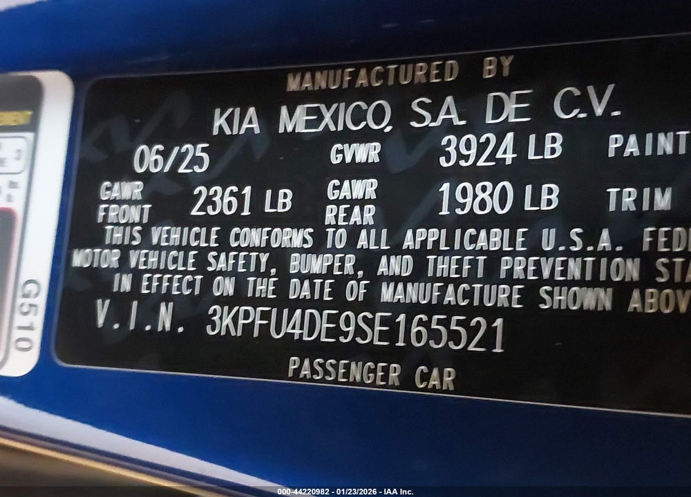 2025 KIA K4 EX VIN: 3KPFU4DE9SE165521