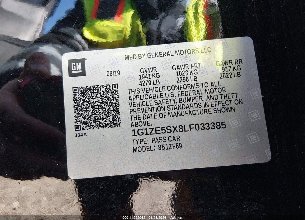 2020 CHEVROLET MALIBU FWD PREMIER VIN: 1G1ZE5SX8LF033385