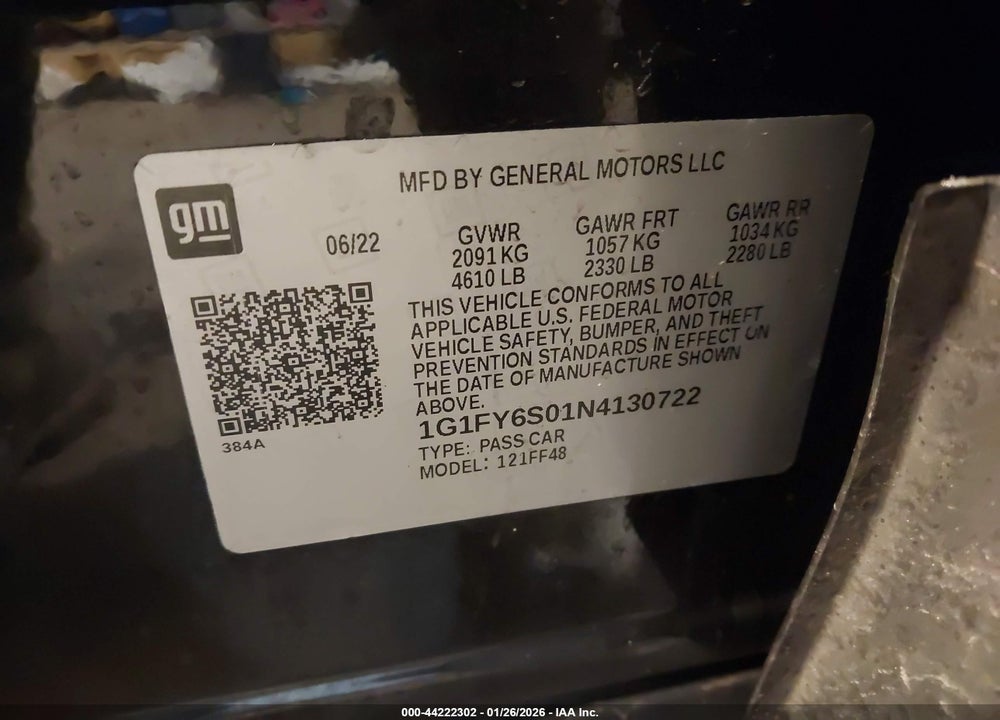2022 CHEVROLET BOLT EUV LT VIN: 1G1FY6S01N4130722