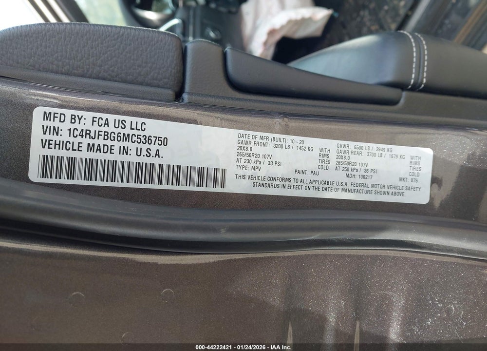 2021 JEEP GRAND CHEROKEE 80TH ANNIVERSARY 4X4 VIN: 1C4RJFBG6MC536750