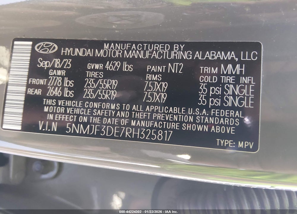 2024 HYUNDAI TUCSON SEL VIN: 5NMJF3DE7RH325817