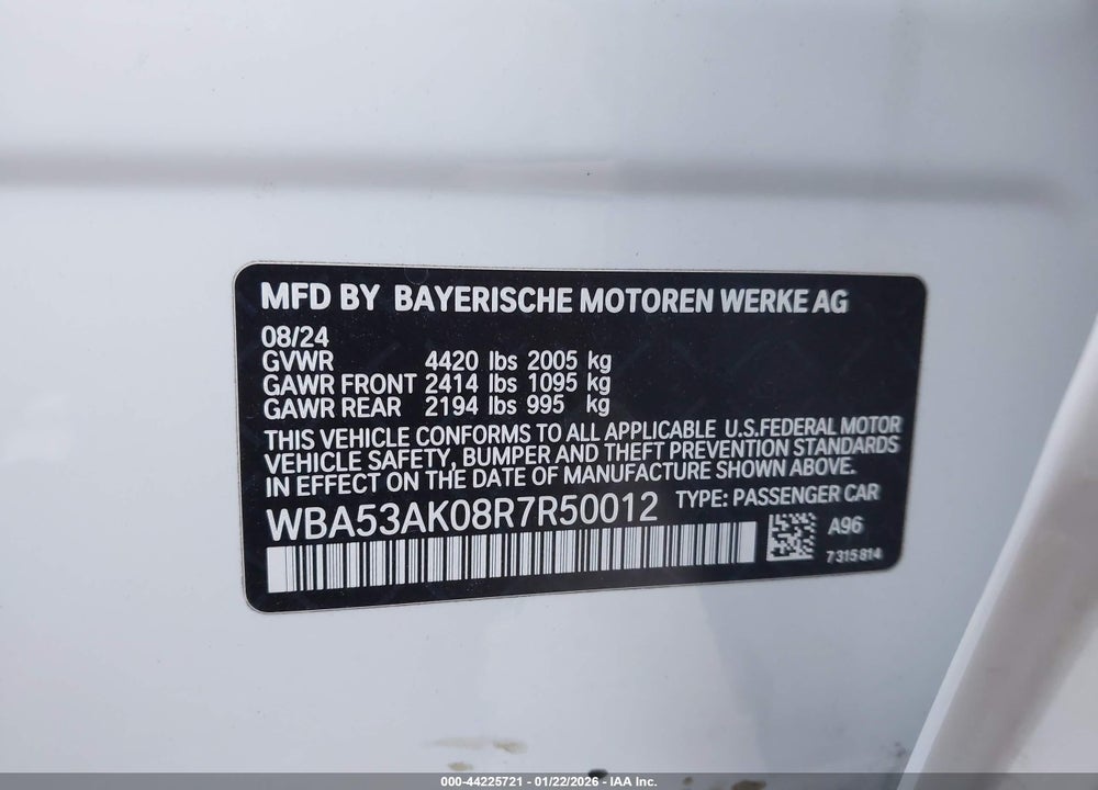 2024 BMW 228I GRAN COUPE SDRIVE VIN: WBA53AK08R7R50012
