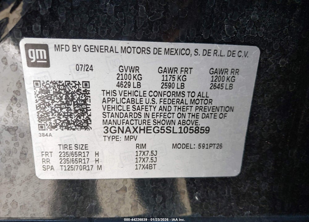 2025 CHEVROLET EQUINOX FWD LT VIN: 3GNAXHEG5SL105859
