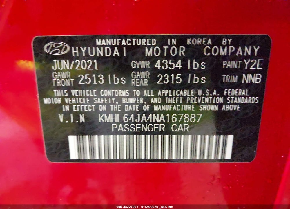 2022 HYUNDAI SONATA SEL VIN: KMHL64JA4NA167887