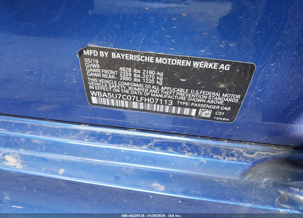2020 BMW 3 SERIES M340I VIN: WBA5U7C07LFH07113
