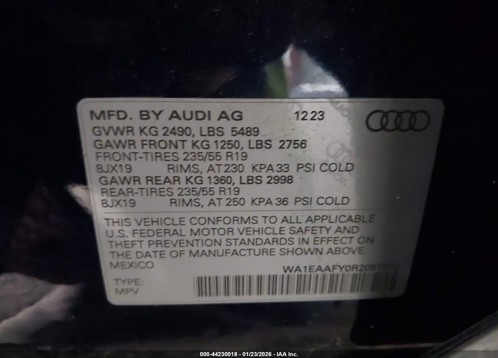 2024 AUDI Q5 PREMIUM PLUS 45 TFSI S LINE QUATTRO VIN: WA1EAAFY0R2057672