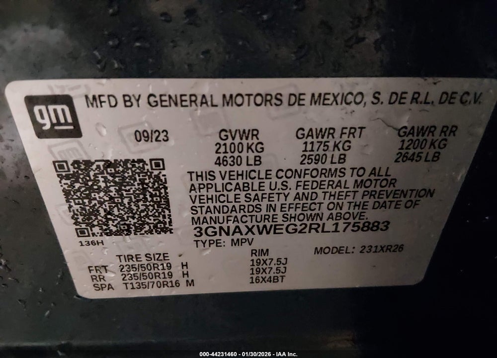 2024 CHEVROLET EQUINOX AWD RS VIN: 3GNAXWEG2RL175883
