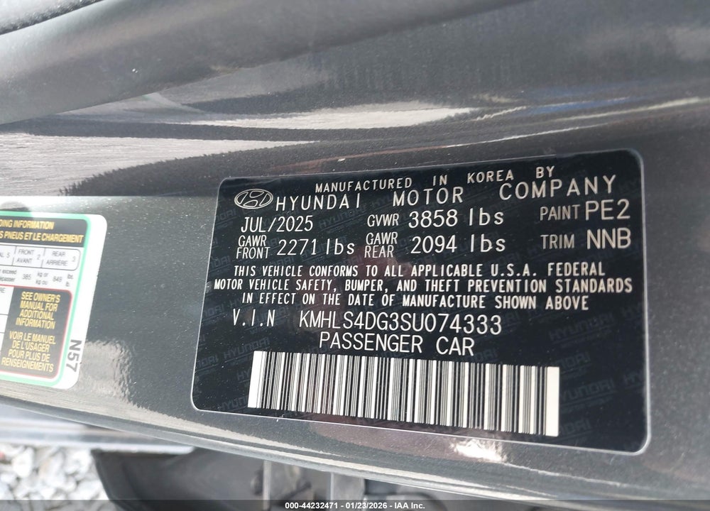 2025 HYUNDAI ELANTRA SEL CONVENIENCE VIN: KMHLS4DG3SU074333