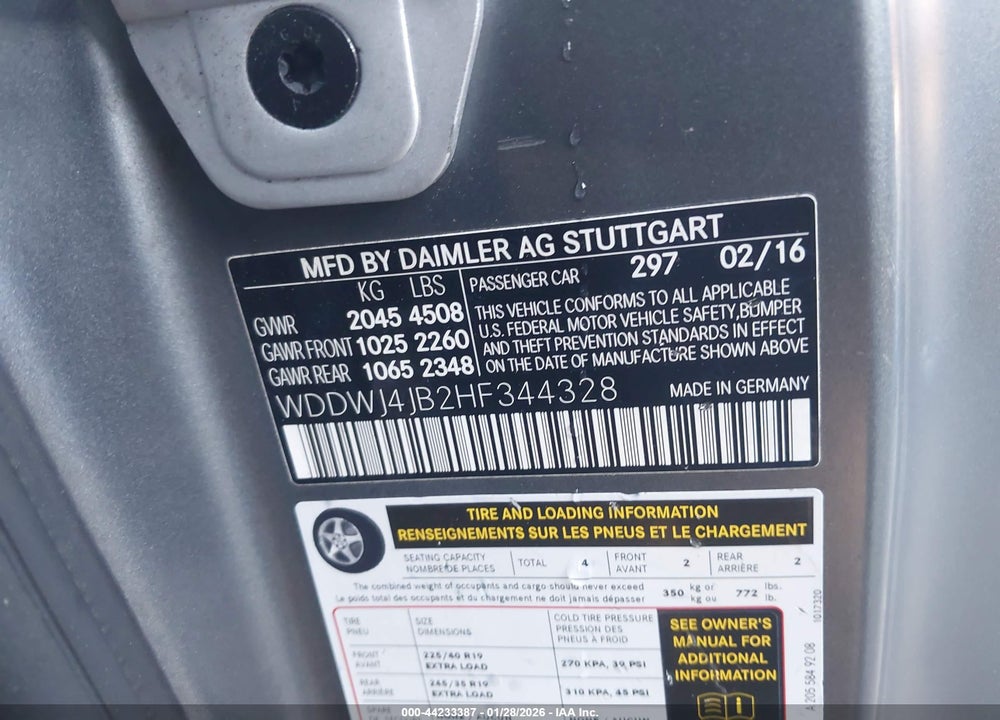 2017 MERCEDES-BENZ C 300 VIN: WDDWJ4JB2HF344328