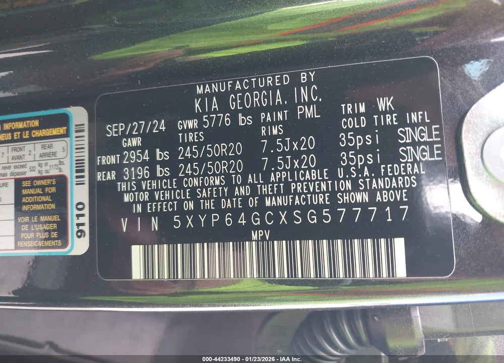 2025 KIA TELLURIDE S VIN: 5XYP64GCXSG577717