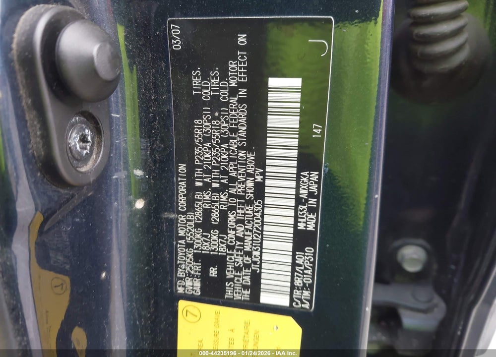 2007 LEXUS RX 400H VIN: JTJGW31U272004305