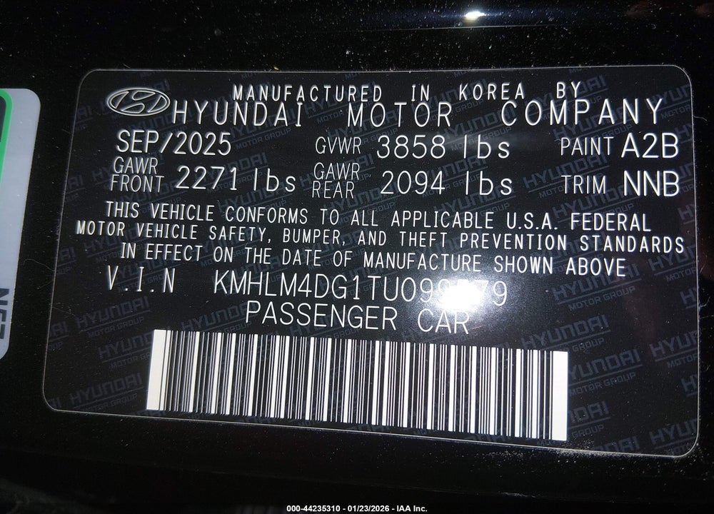 2026 HYUNDAI ELANTRA SEL SPORT VIN: KMHLM4DG1TU099579