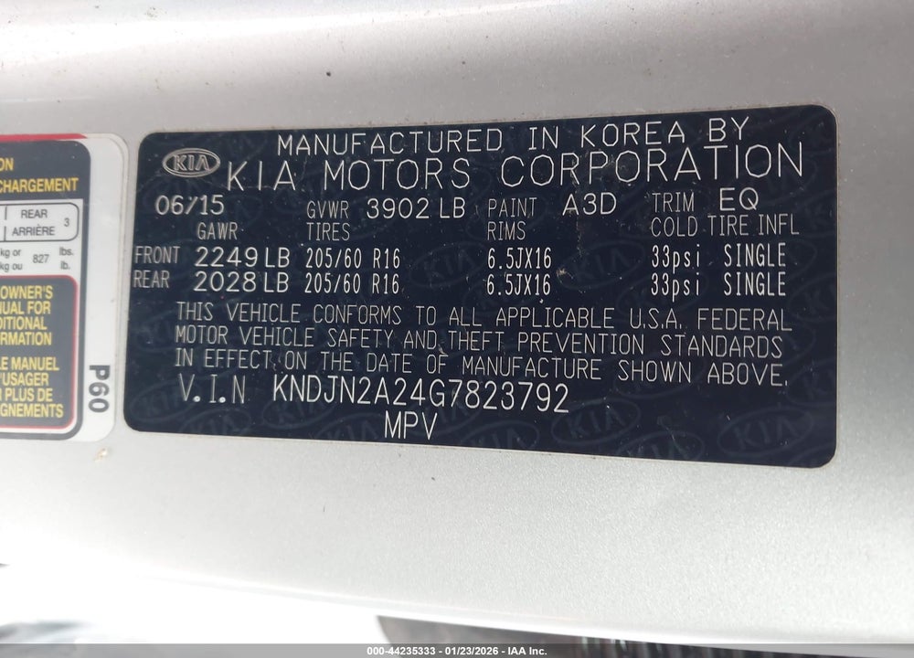 2016 KIA SOUL VIN: KNDJN2A24G7823792