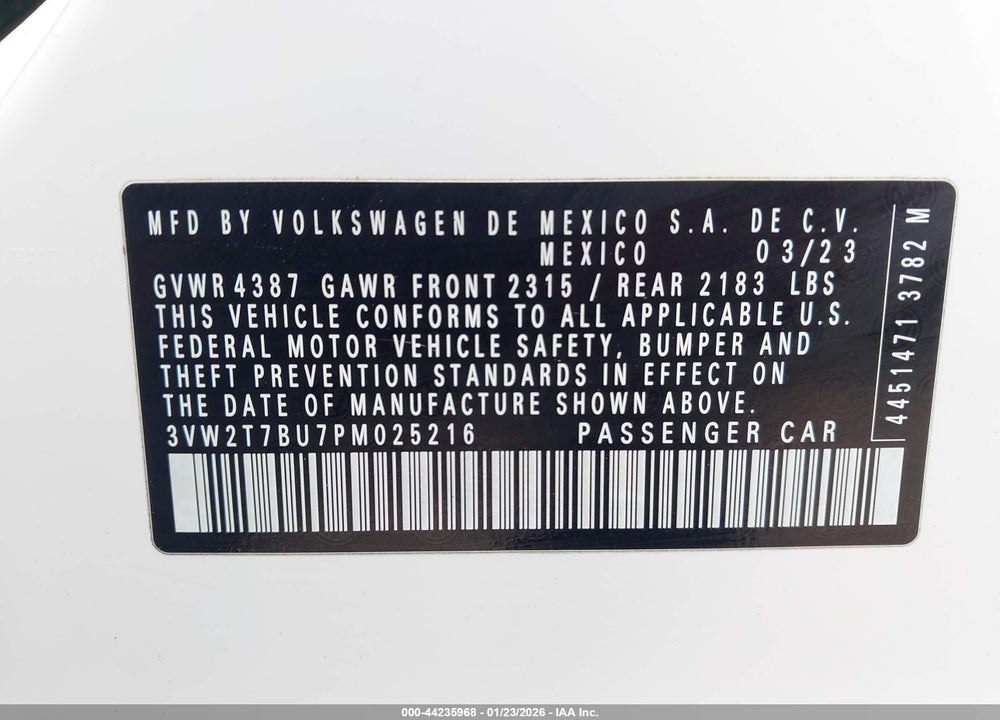 2023 VOLKSWAGEN JETTA GLI 2.0T AUTOBAHN VIN: 3VW2T7BU7PM025216