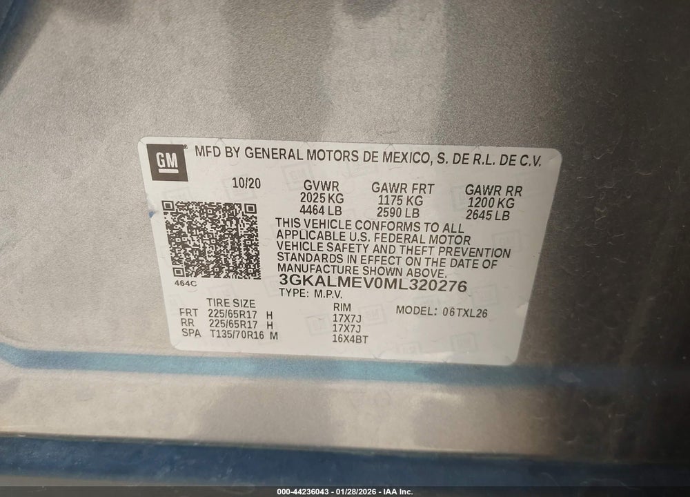 2021 GMC TERRAIN FWD SLE VIN: 3GKALMEV0ML320276