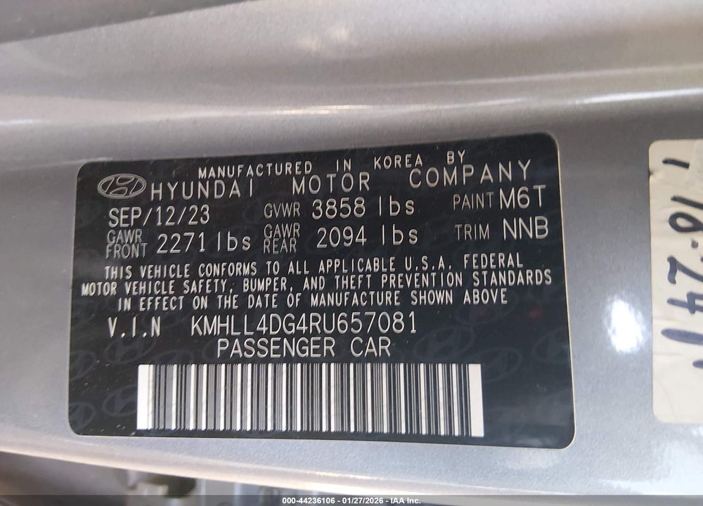 2024 HYUNDAI ELANTRA SE VIN: KMHLL4DG4RU657081