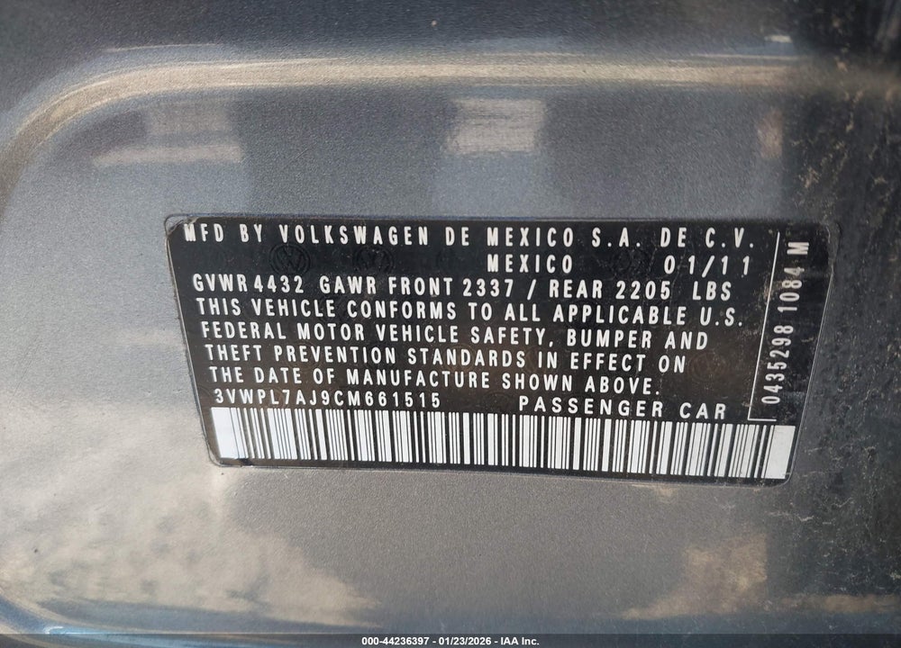 2012 VOLKSWAGEN JETTA SPORTWAGEN 2.0L TDI VIN: 3VWPL7AJ9CM661515