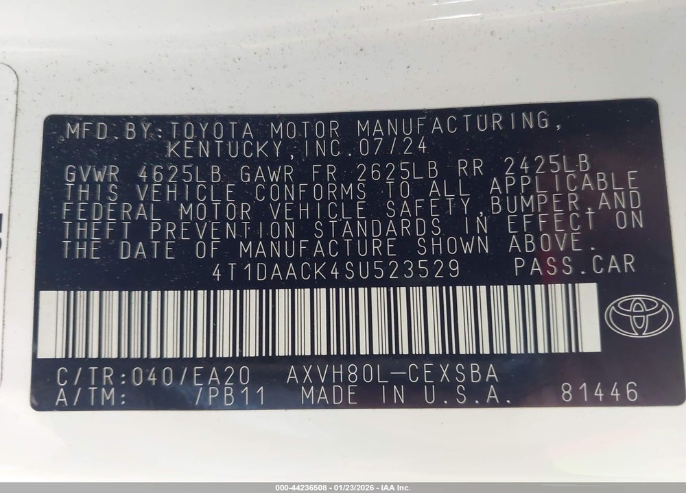 2025 TOYOTA CAMRY SE VIN: 4T1DAACK4SU523529