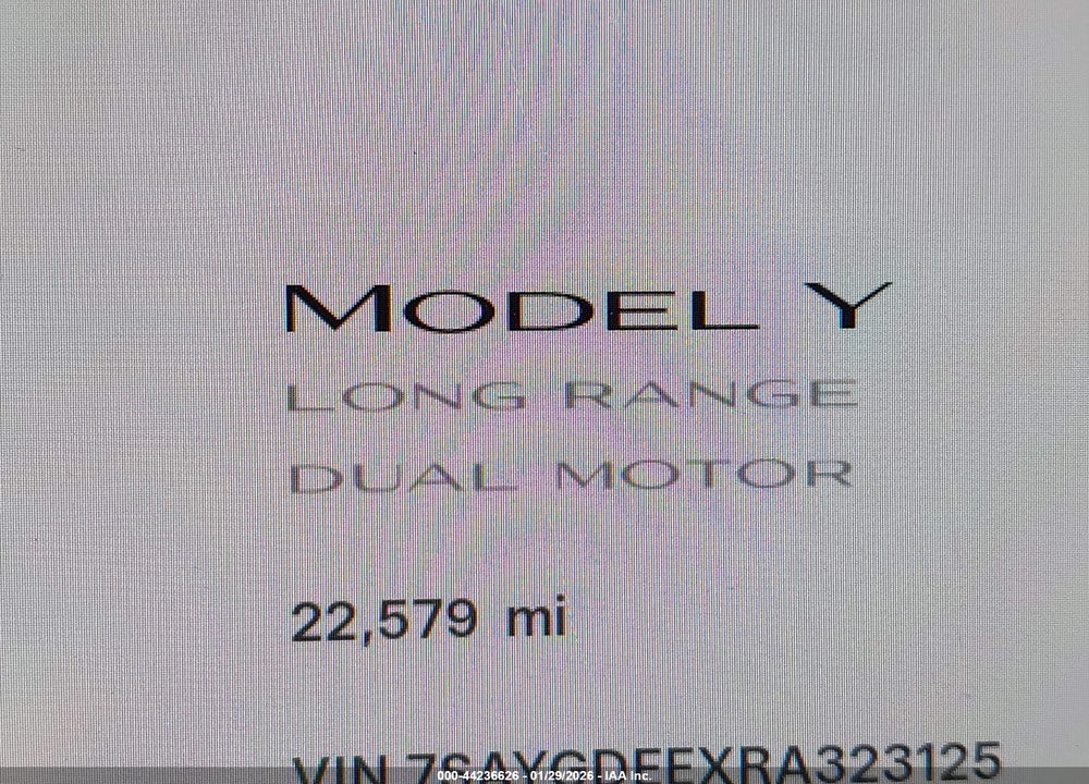 2024 TESLA MODEL Y LONG RANGE DUAL MOTOR ALL-WHEEL DRIVE VIN: 7SAYGDEEXRA323125