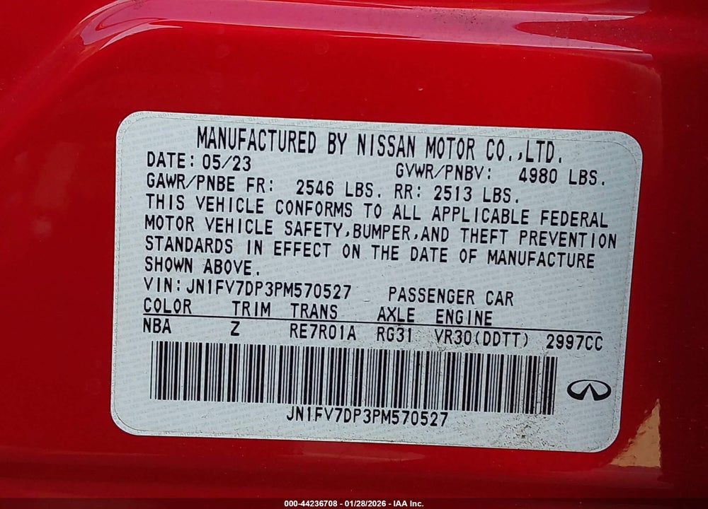 2023 INFINITI Q50 RED SPORT 400 VIN: JN1FV7DP3PM570527