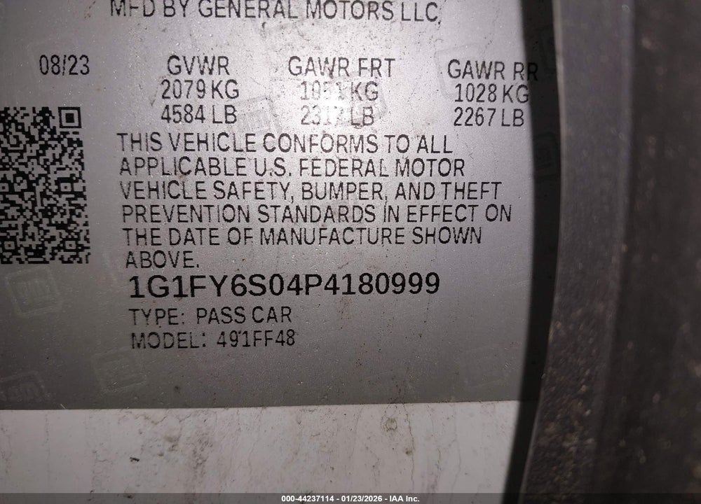 2023 CHEVROLET BOLT EUV FWD LT VIN: 1G1FY6S04P4180999