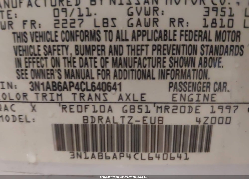 2012 NISSAN SENTRA 2.0 SR VIN: 3N1AB6AP4CL640641
