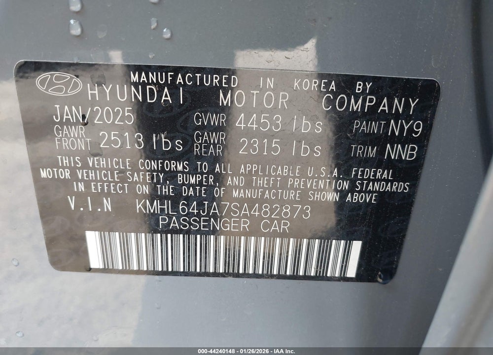 2025 HYUNDAI SONATA SEL VIN: KMHL64JA7SA482873