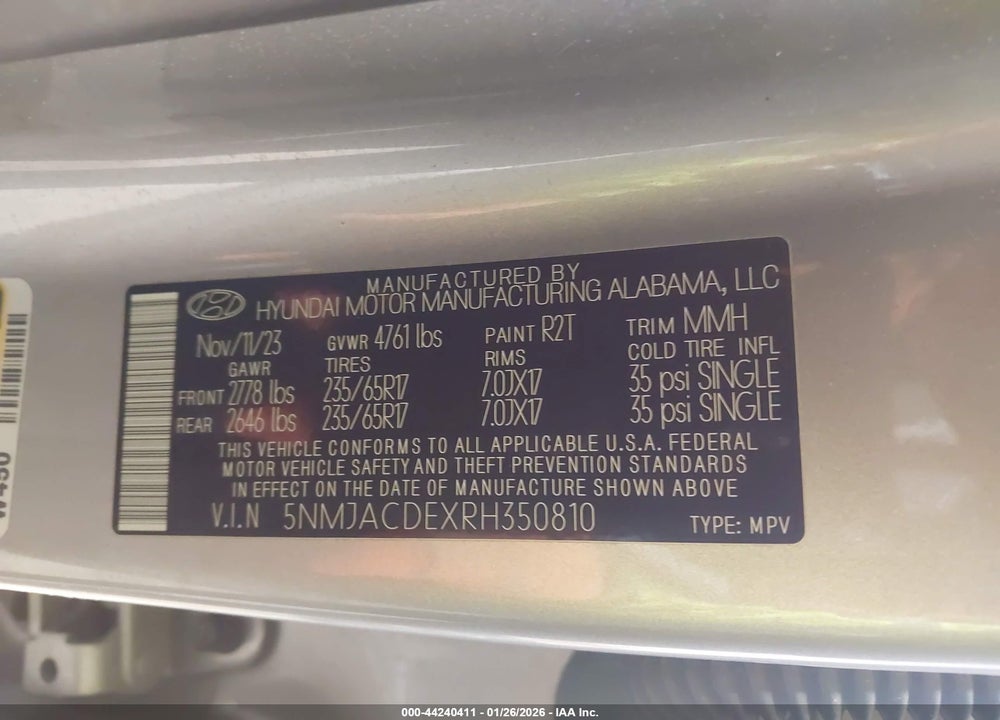 2024 HYUNDAI TUCSON SE VIN: 5NMJACDEXRH350810