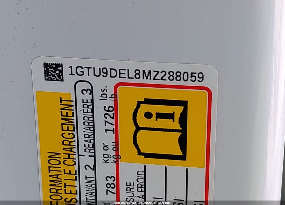 2021 GMC SIERRA 1500 SLT VIN: 1GTU9DEL8MZ288059