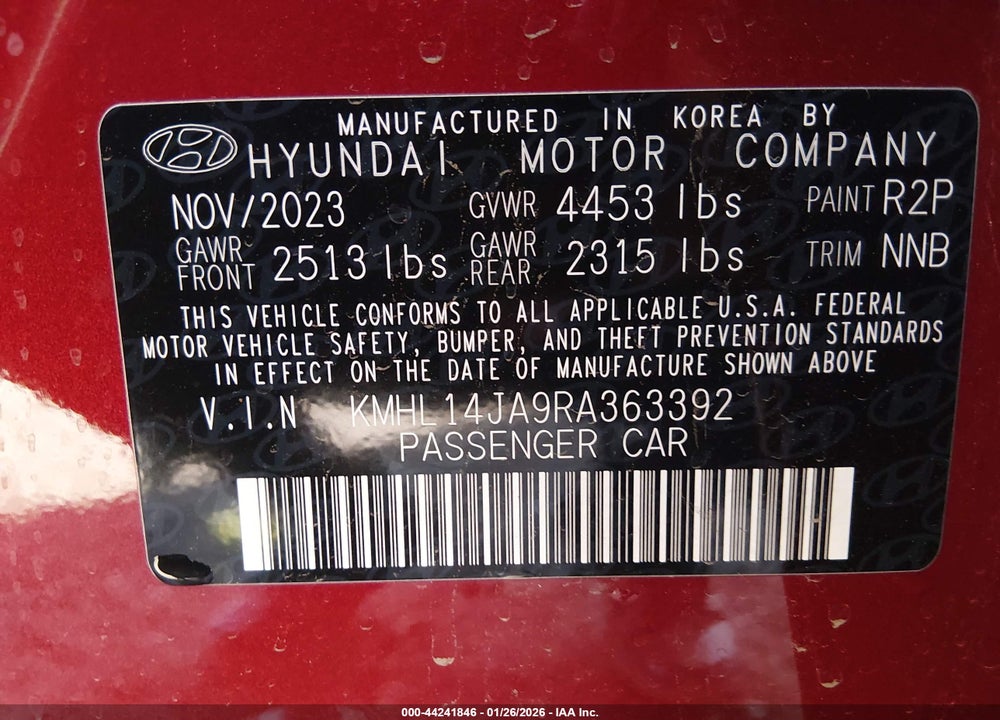 2024 HYUNDAI SONATA SEL VIN: KMHL14JA9RA363392
